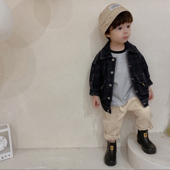 Toddler Boy Plaid Denim Jacket - Picture 6 of 8